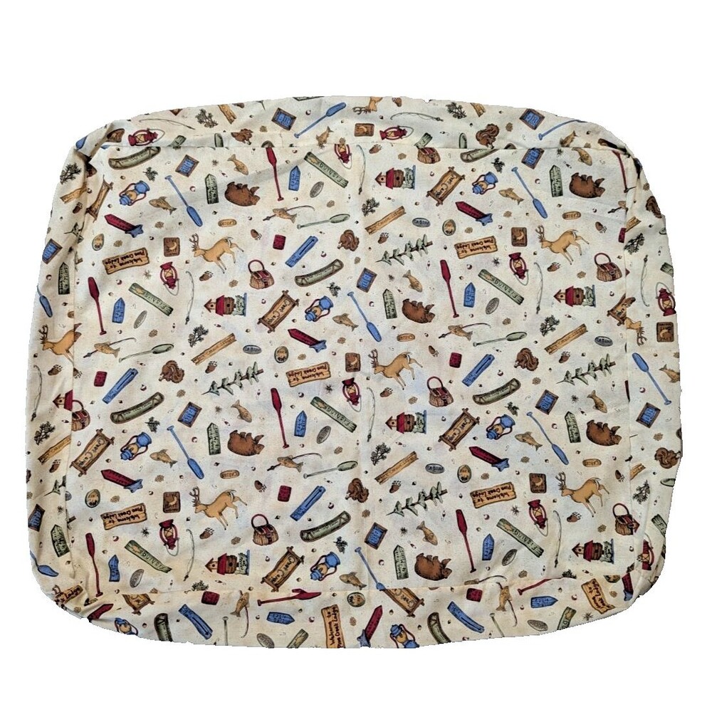 Camping Travel Dog Bed Cover Sham Zippered Beige Cotton Homemade Lodge Gift NEW